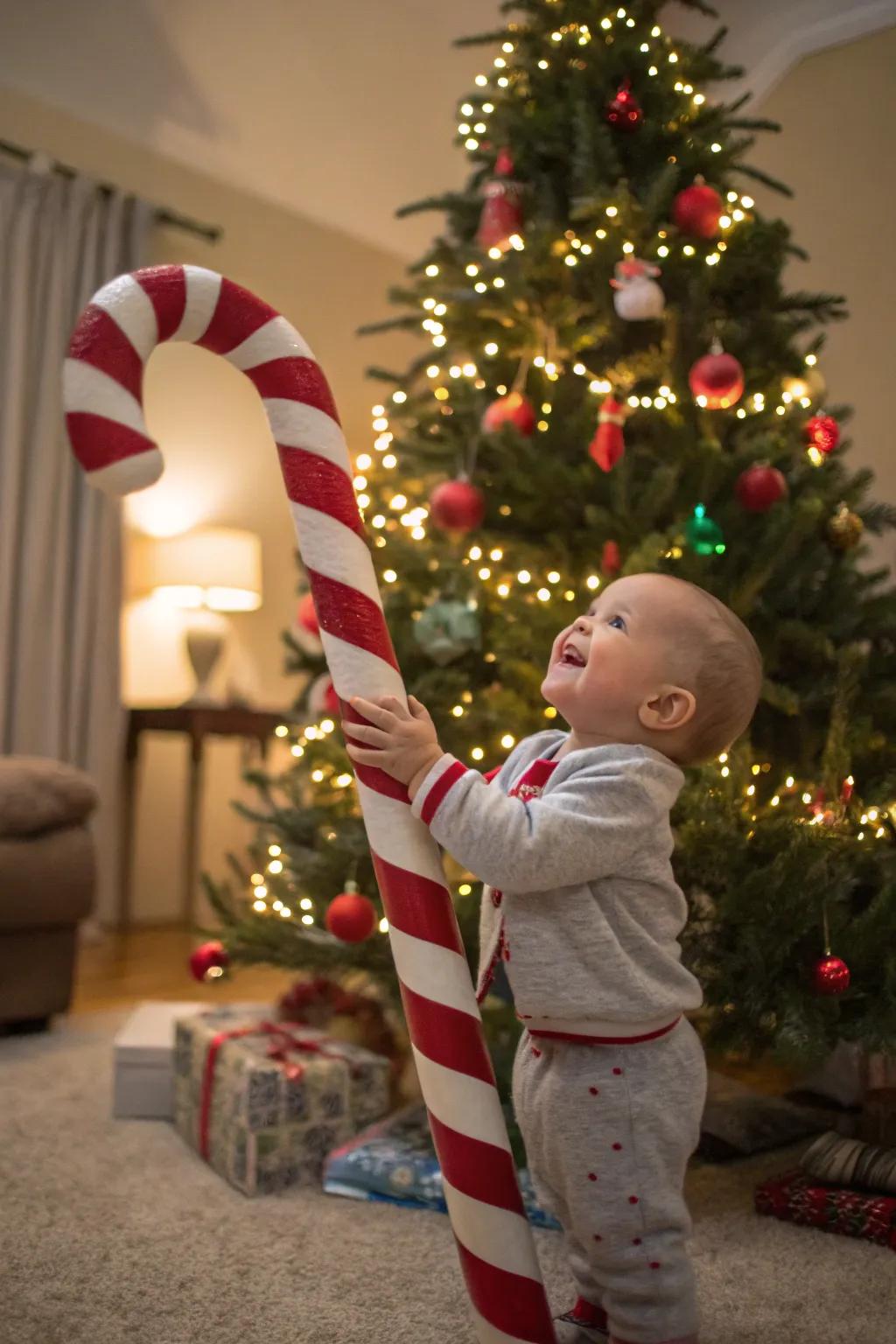 Candy cane delight in a festive setting.