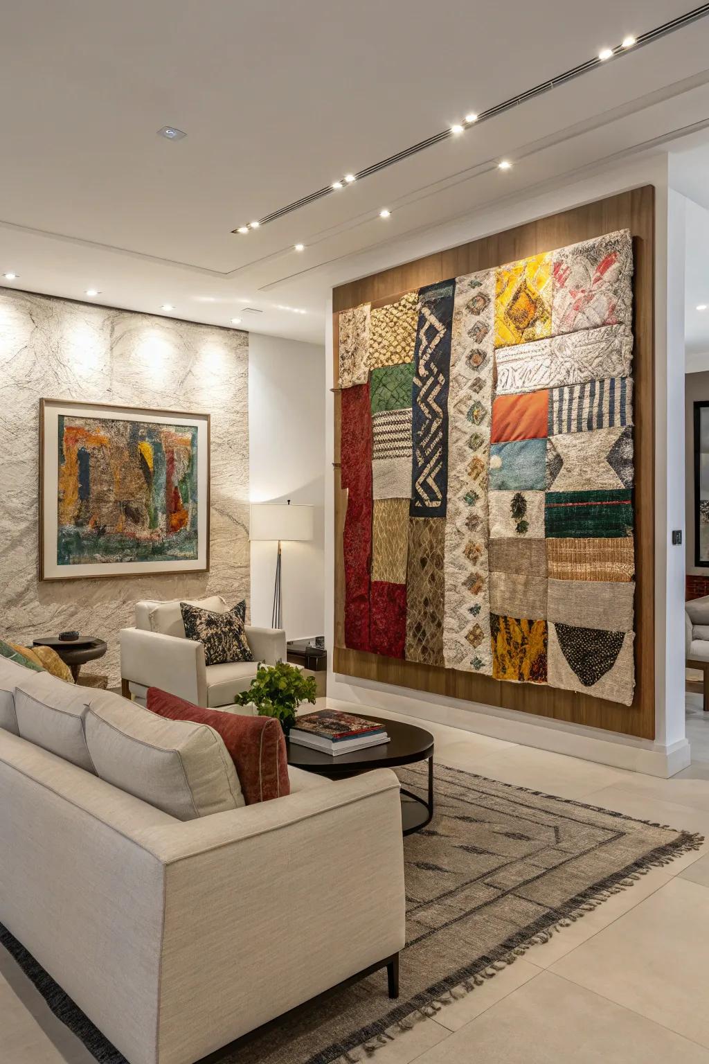 Textured artwork pieces add layers of interest to your decor.