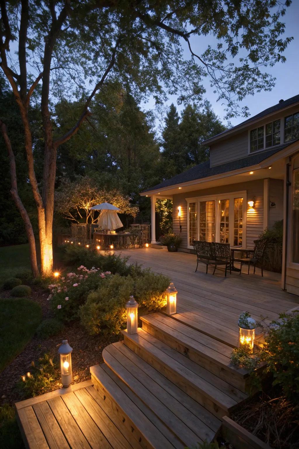Strategic lighting crafts a welcoming and snug environment.