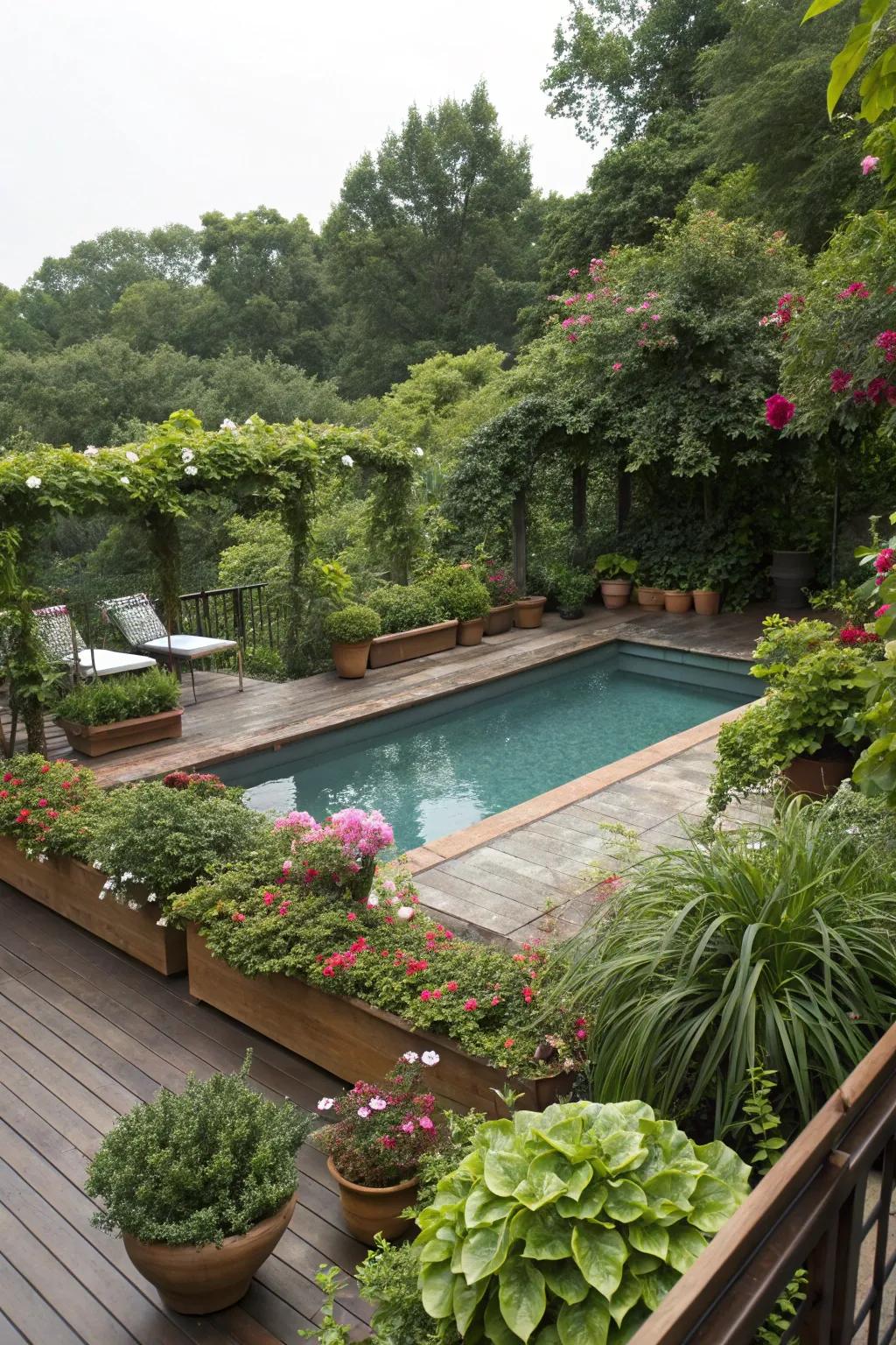Vegetation turns your pool space into a tropical wonderland.