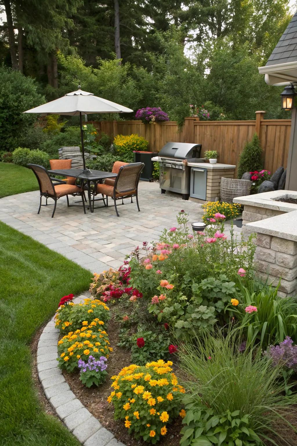 Blending landscape with your BBQ gives a seamless outdoor feel.