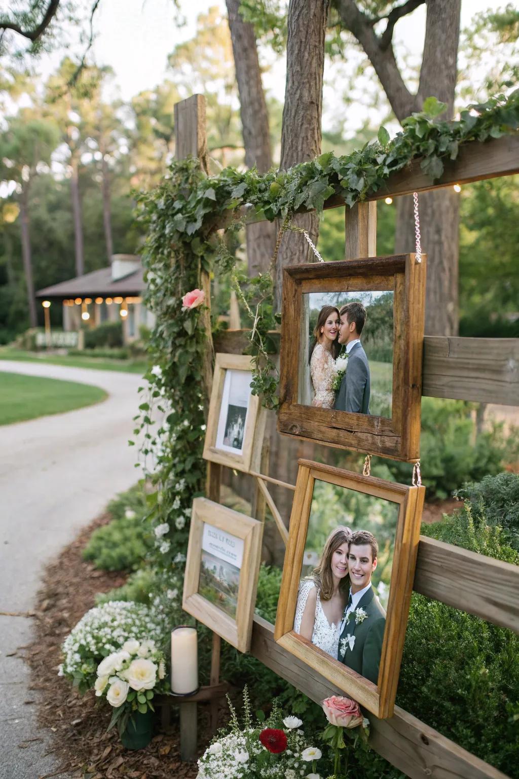 Picture displays capture the couple's journey in a unique and artistic manner.