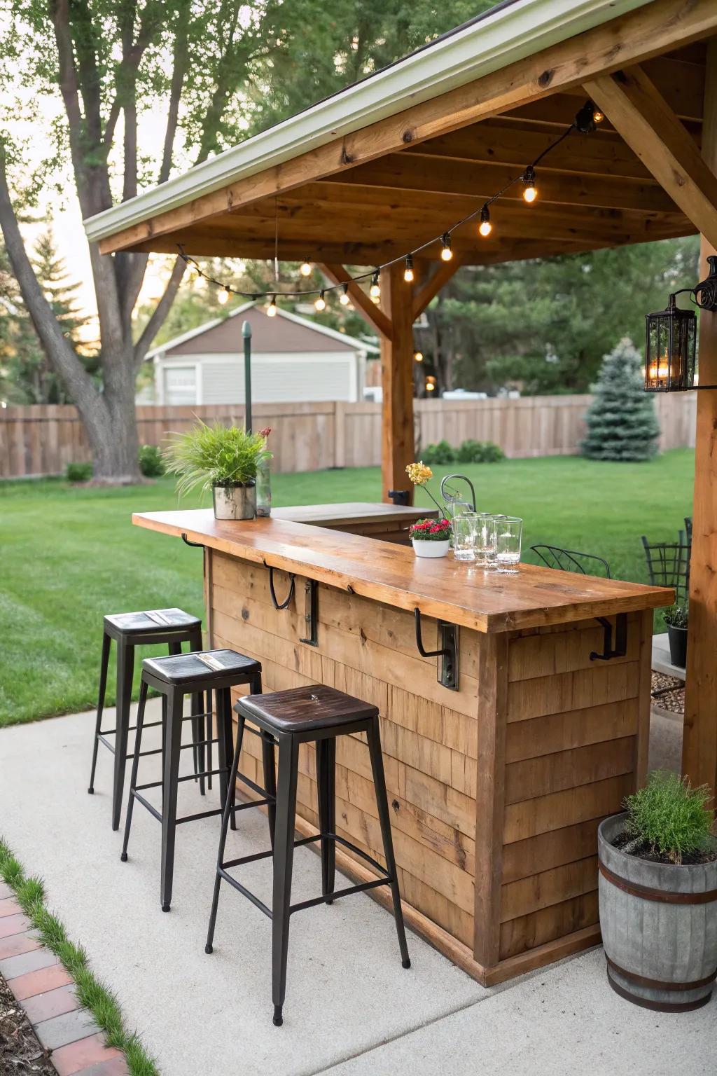 An outdoor hydration station facilitates stylish and straightforward entertaining.