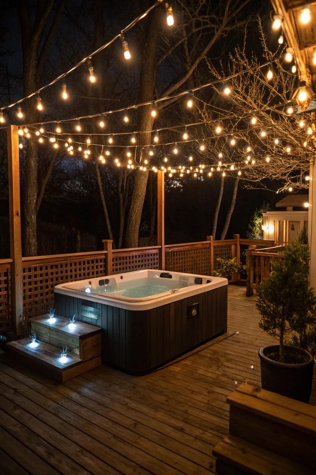 Careful illumination delivers a warm glow to your bubble spa area.