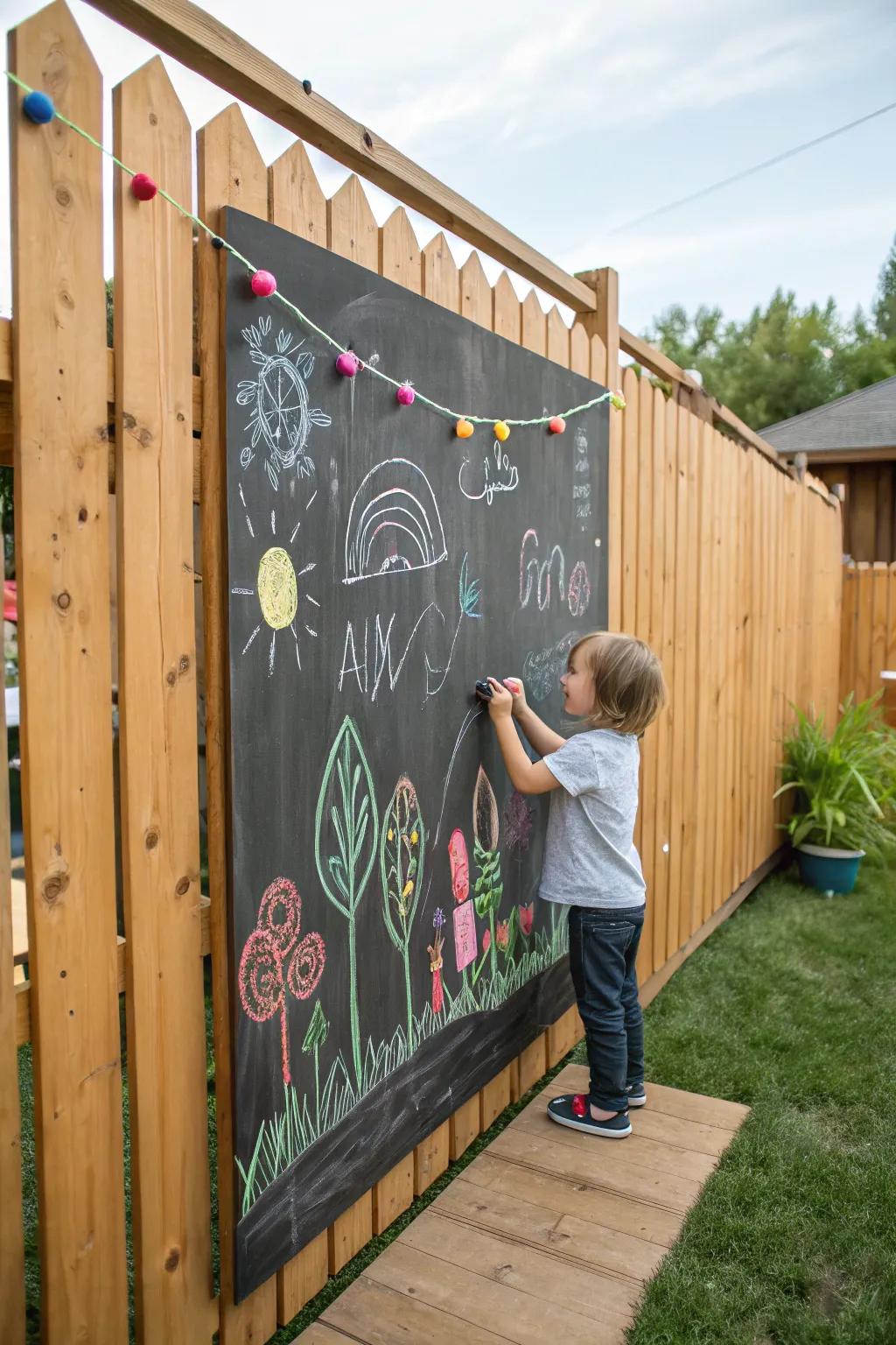 Unleash creativity using an outdoor chalkboard.
