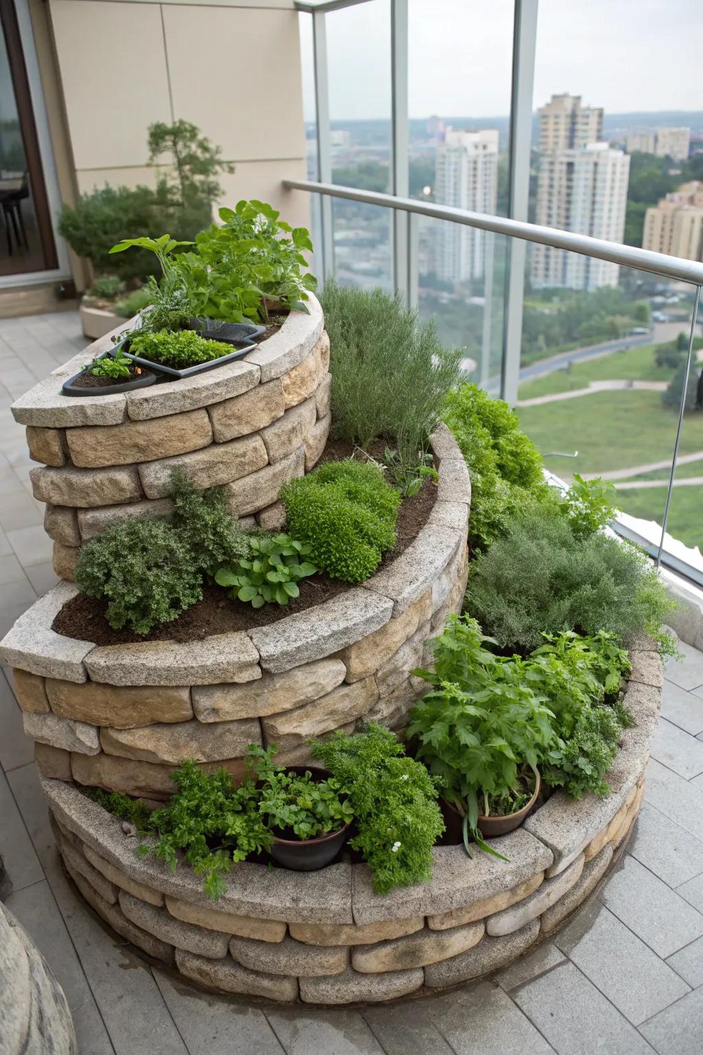 An herb mound is a smart way to grow different herbs in a small space.