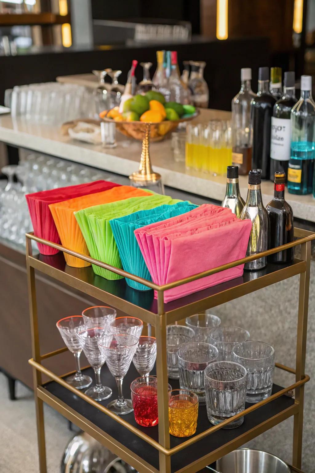 Striking hues create a lively and inviting mobile bar.