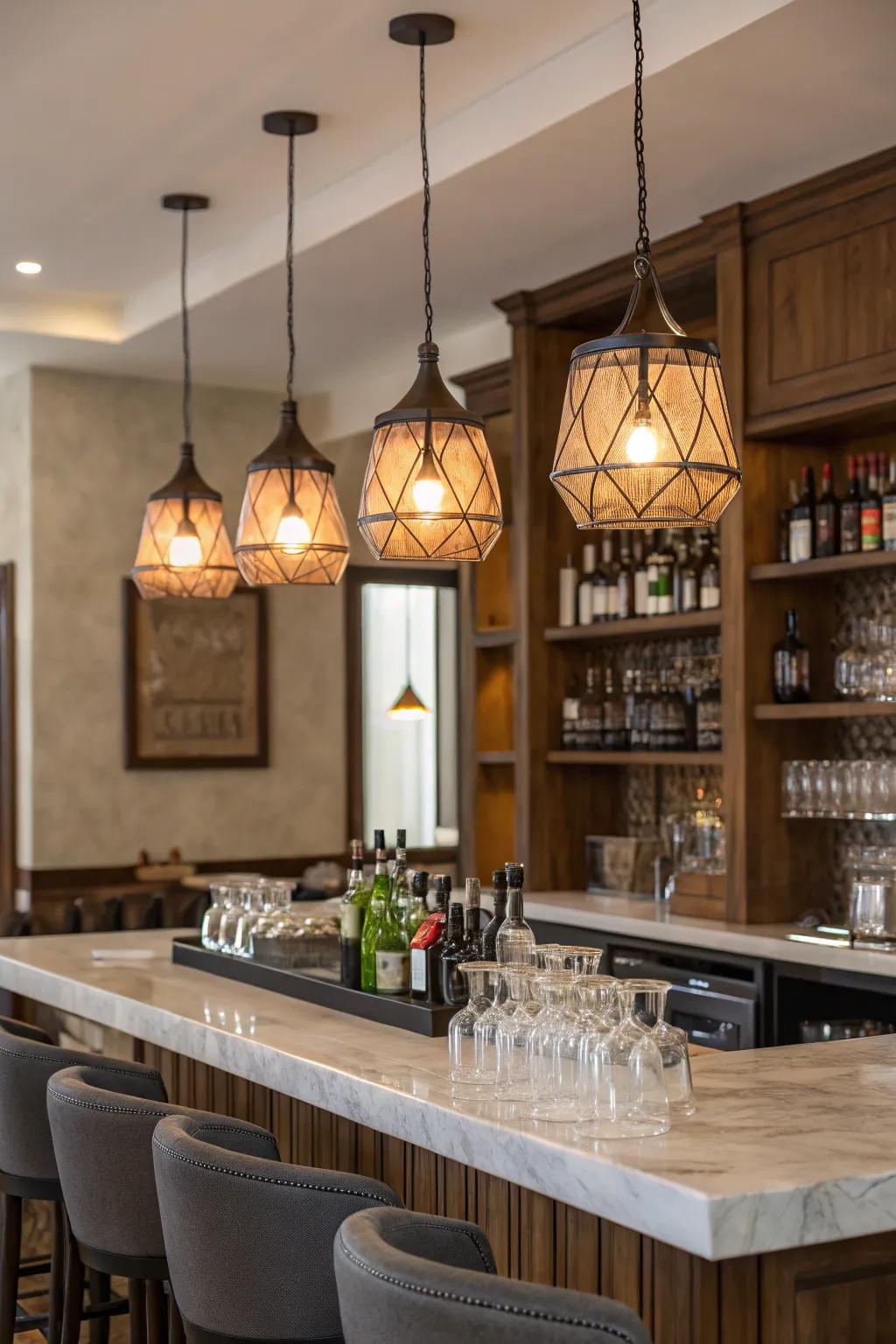 Hanging lights enhance your bar's ambiance.
