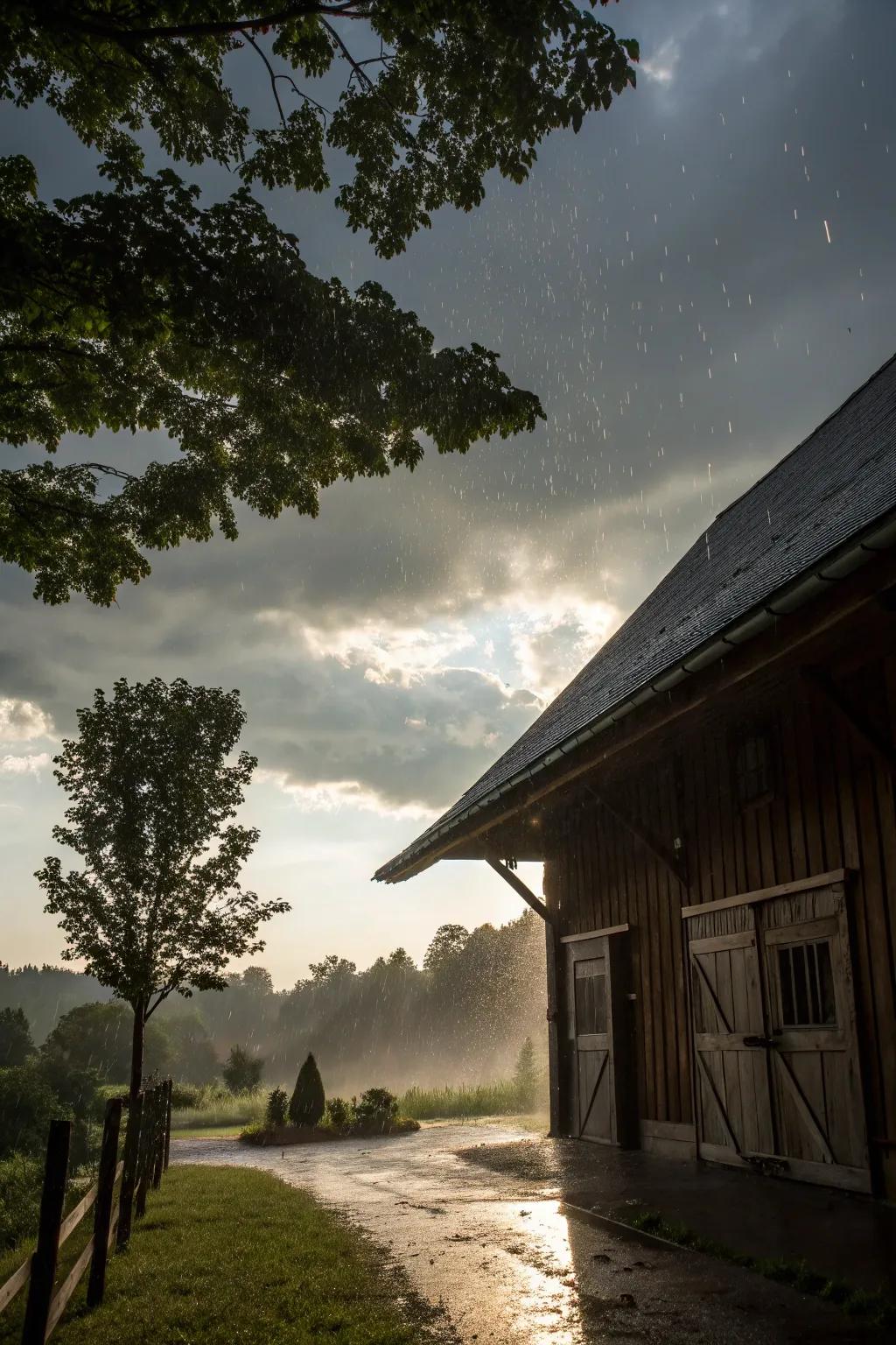 A sloped roof overhang engineered to stand up to the elements.