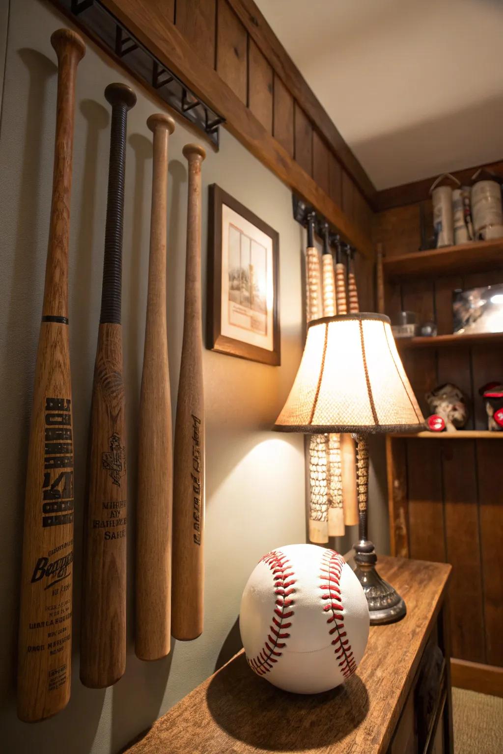 Include a playful element with baseball-themed ornamental pieces.