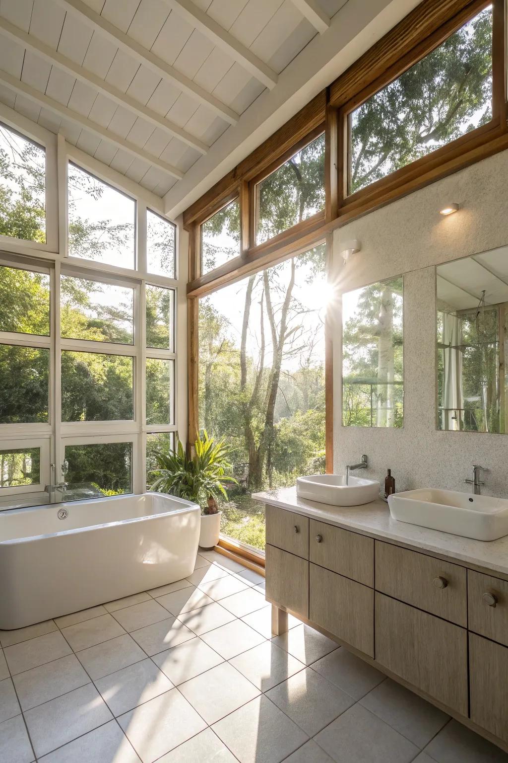 Natural light brings warmth and spaciousness to the bathroom.