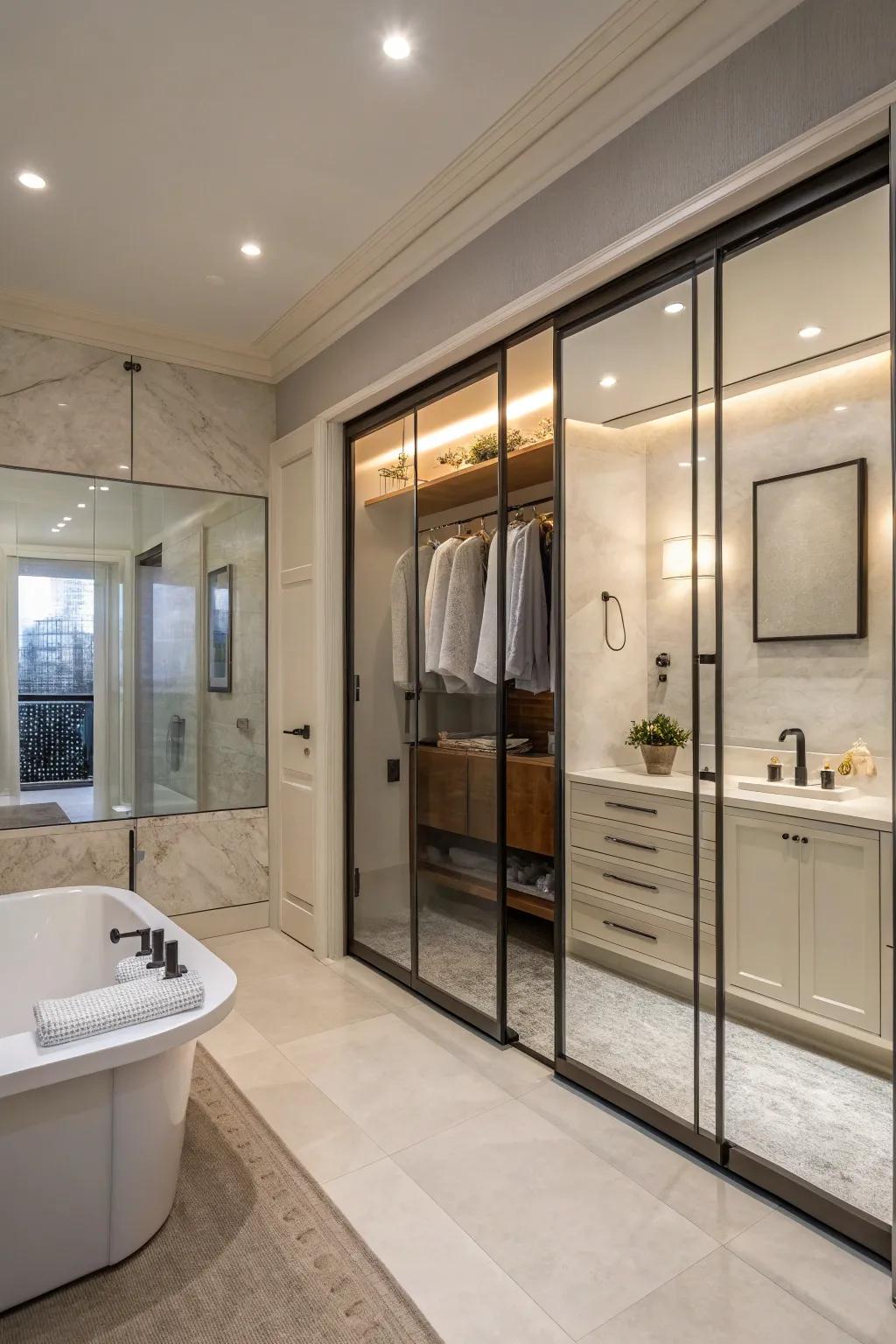 Glass doors introduce elegance and openness.