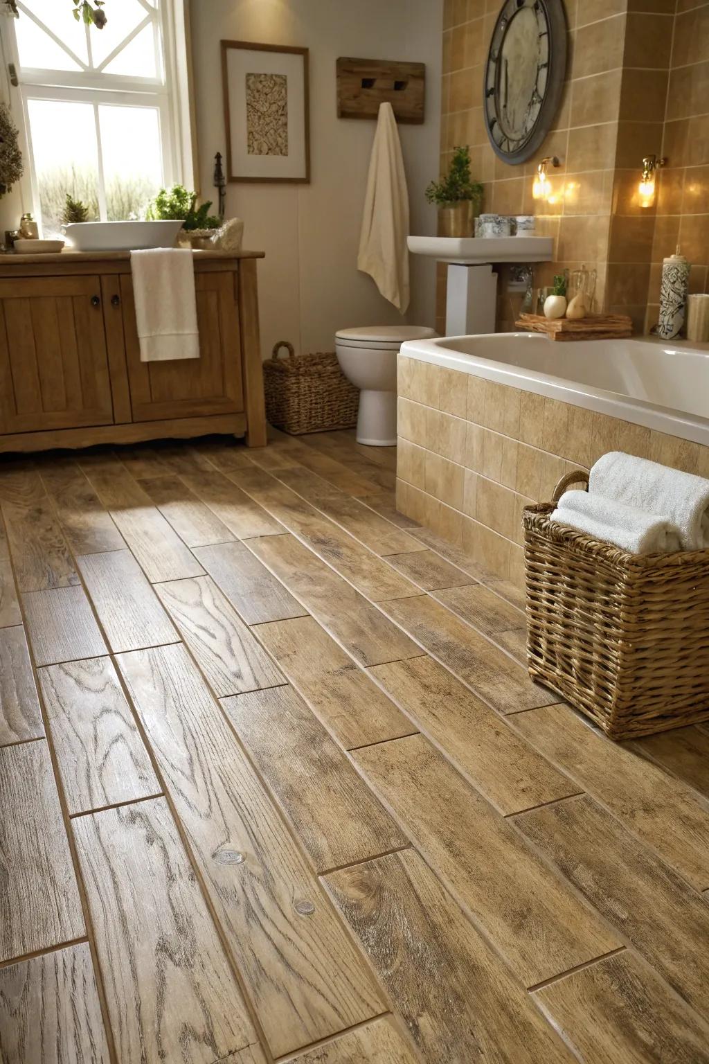 Timber-look coverings provide the warmth of wood with straightforward upkeep.