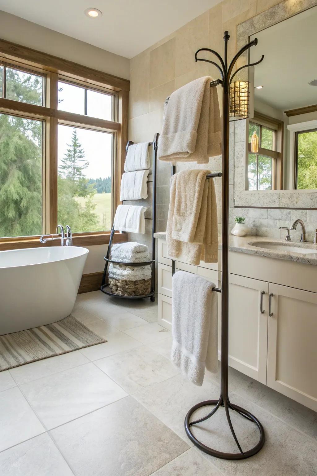 Self-supporting cloth stands bring refinement and versatility.