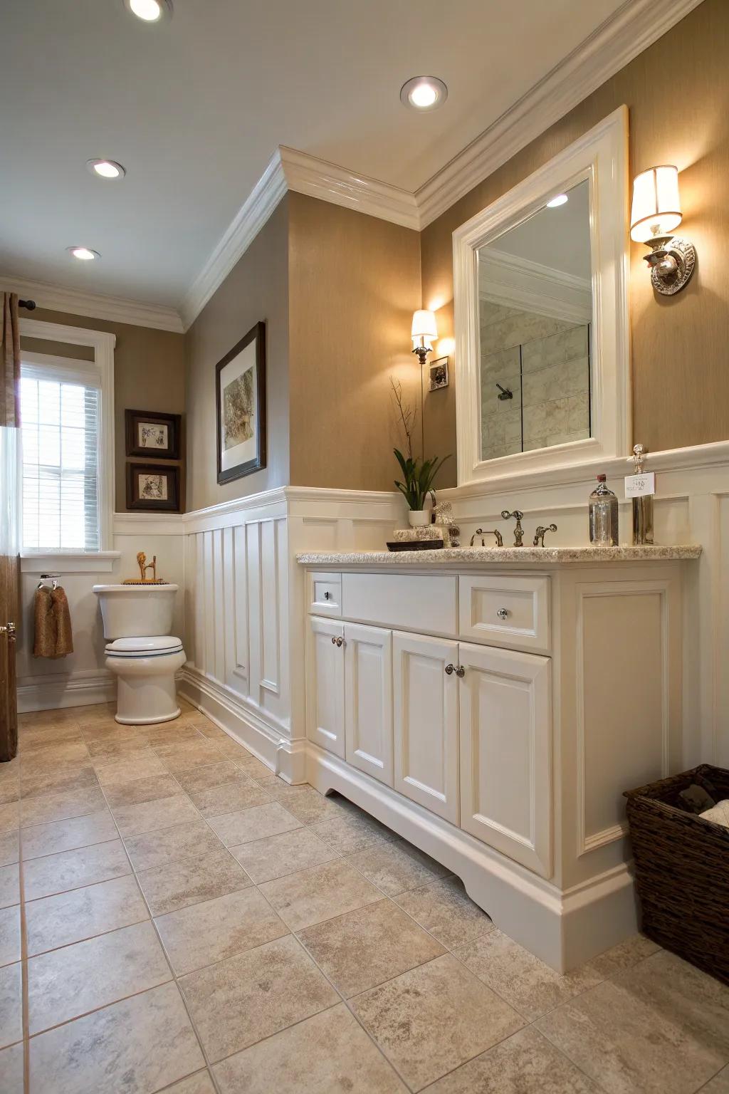 Substantial baseboards enhance elegance and stability.