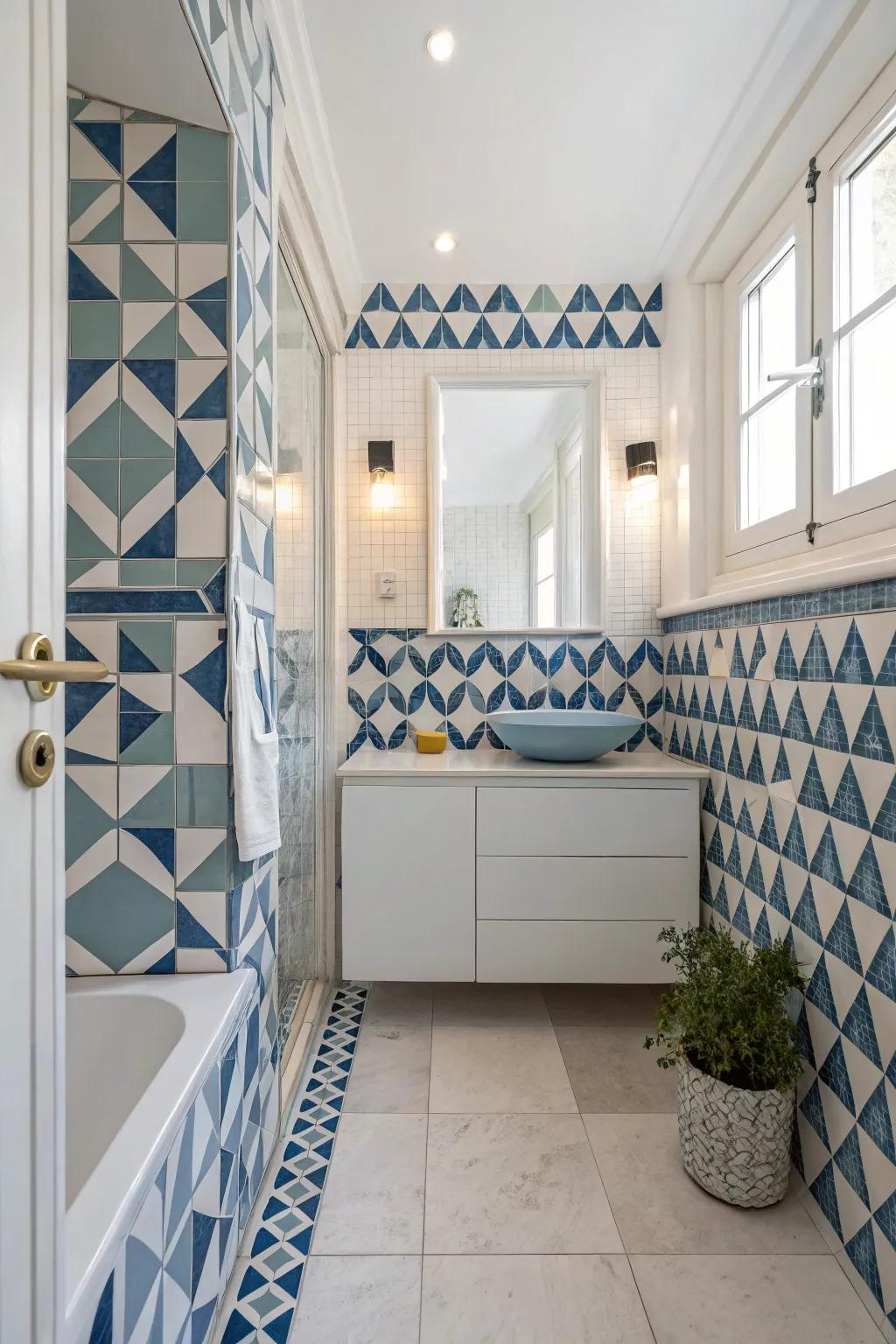 Tiles present limitless avenues for creative manifestation within your bathroom.