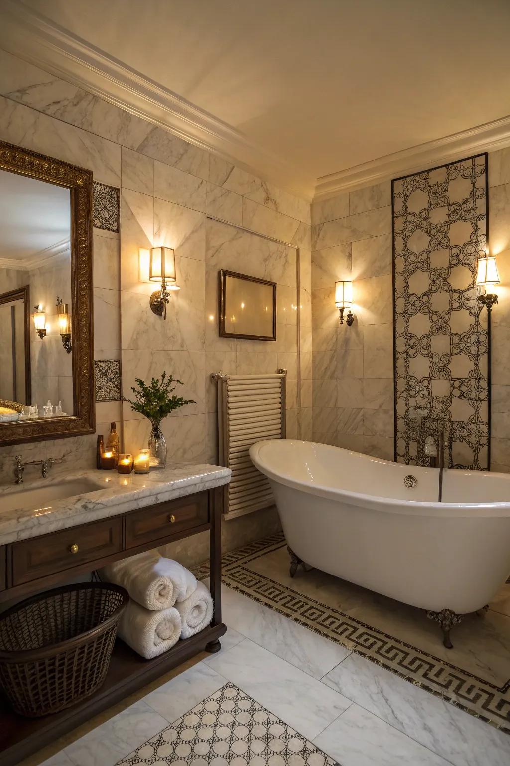 Subtle lighting encourages a calming and spa-inspired environment.