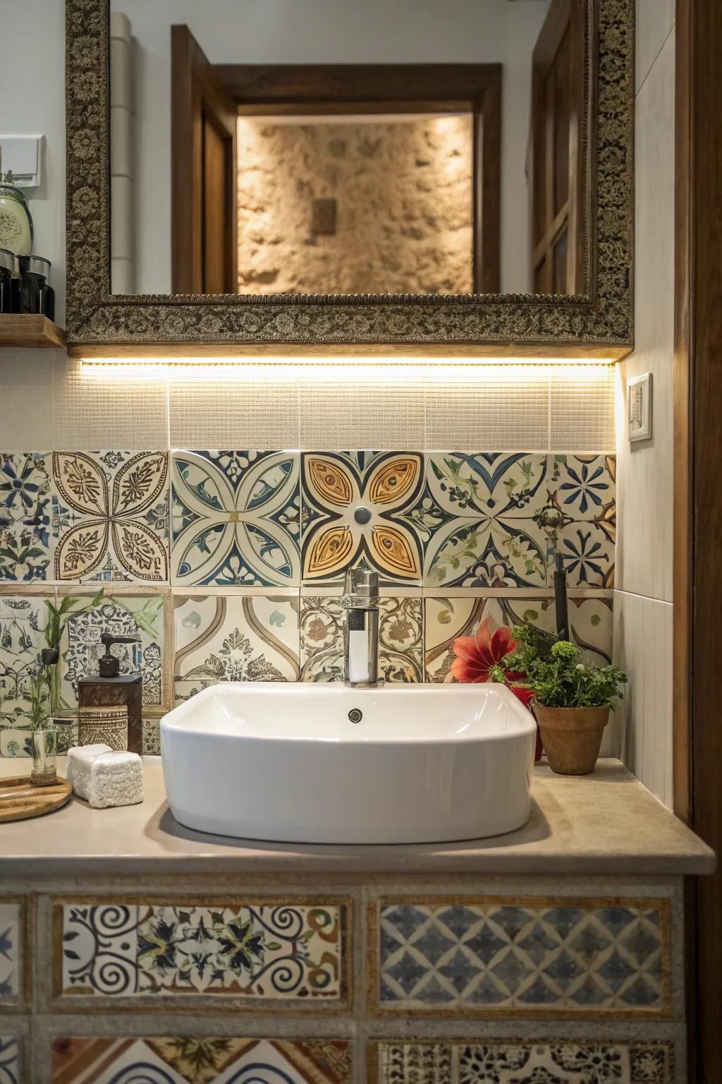 Detailed tiles and splashbacks for an amazing sink area.