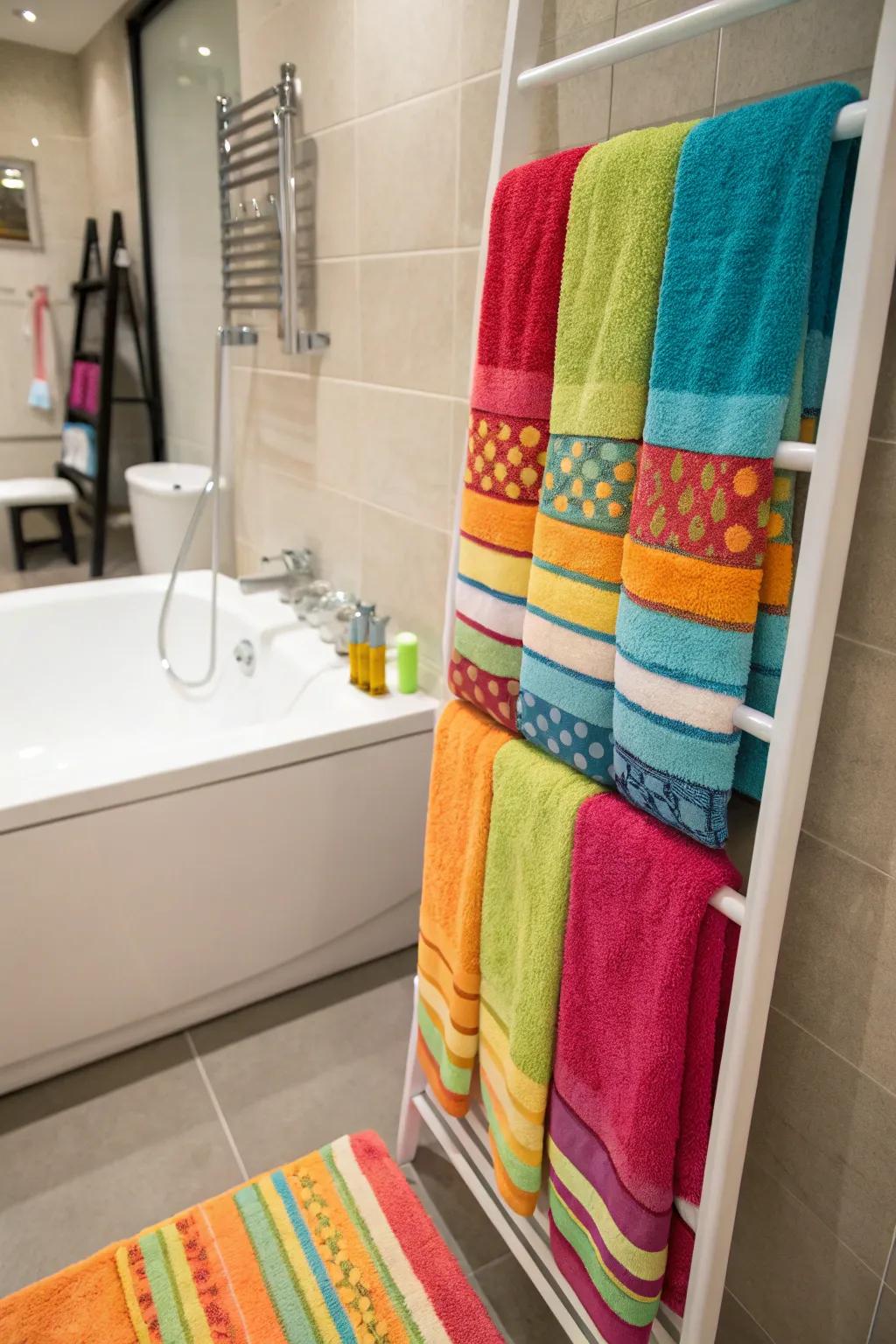 Multi-hued towels convey vibrancy and playfulness to your space.
