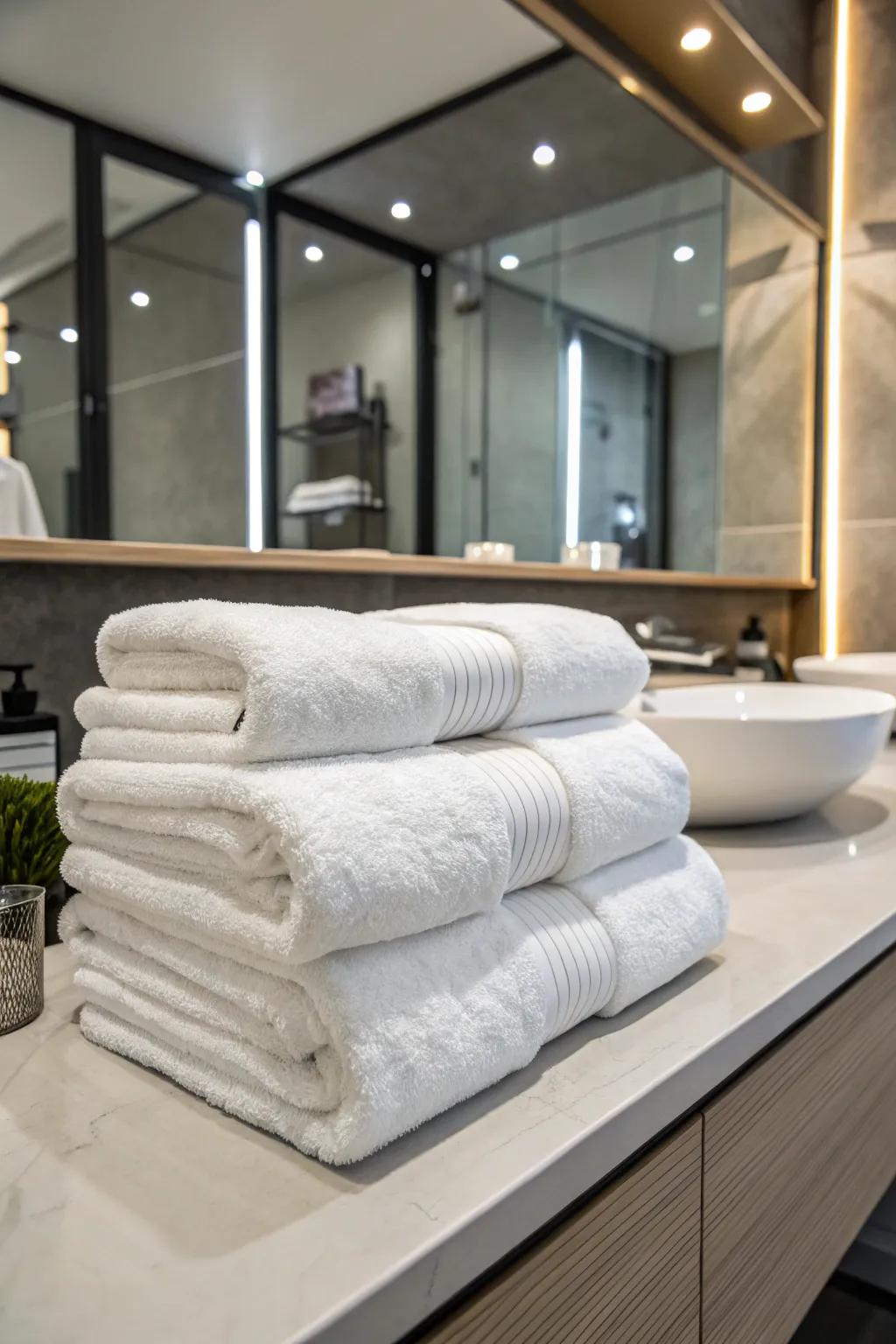 Achieve hotel-like perfection with triple-folded towels.