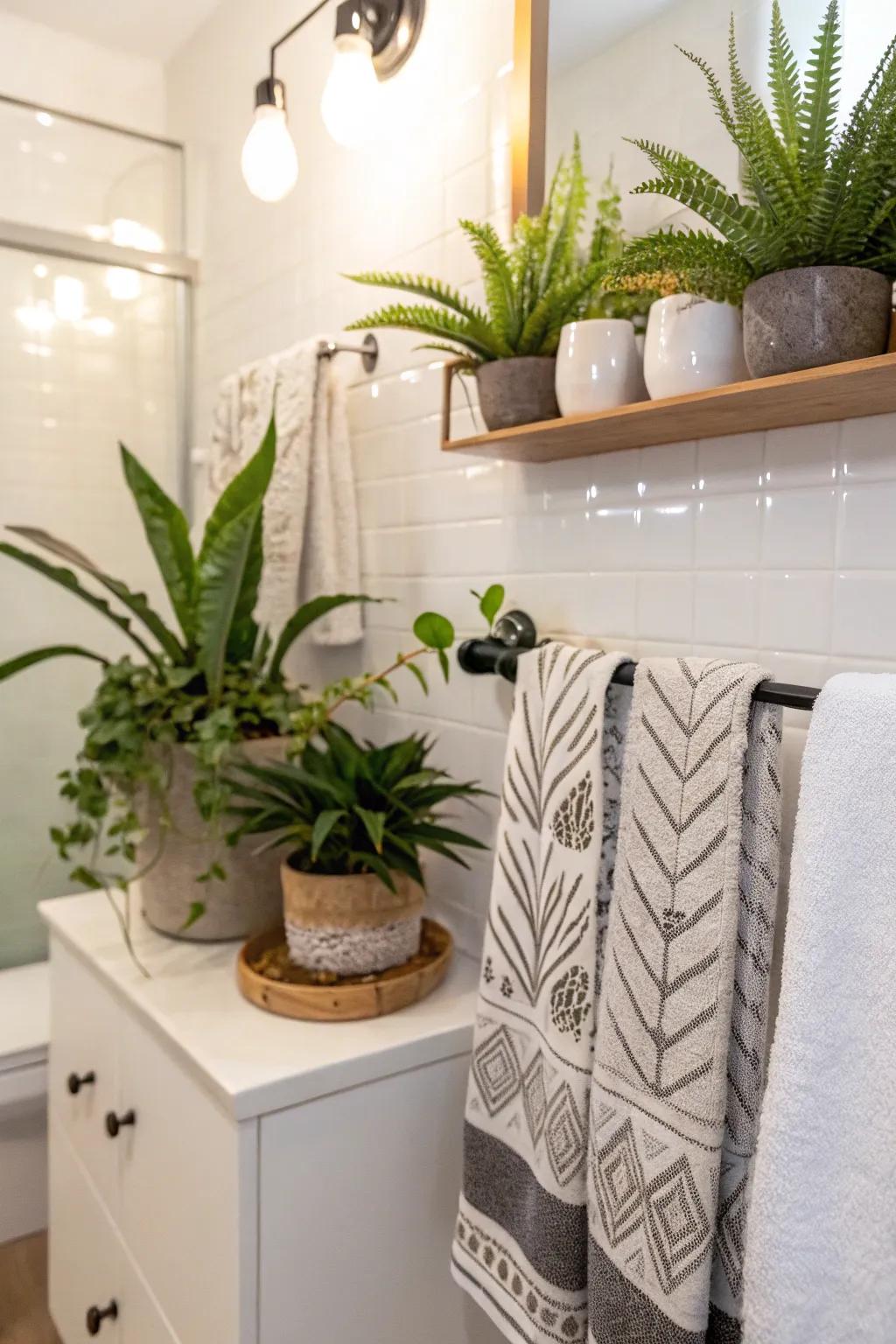 Pair decoration with utility to create a welcoming bathroom.