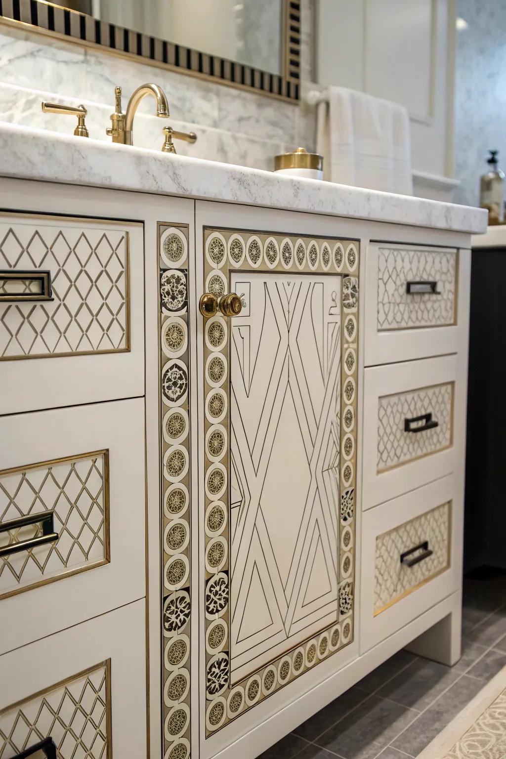 Angled grips impart a structured refinement to your bathroom.