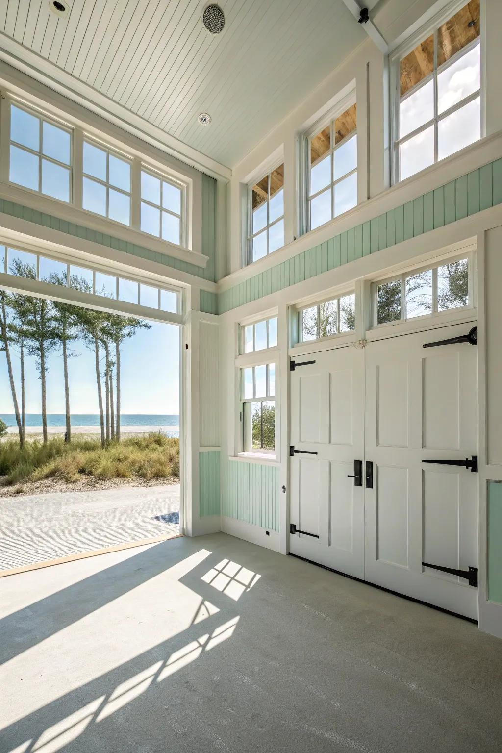 Bask in sunlight with an airy and radiant garage design.