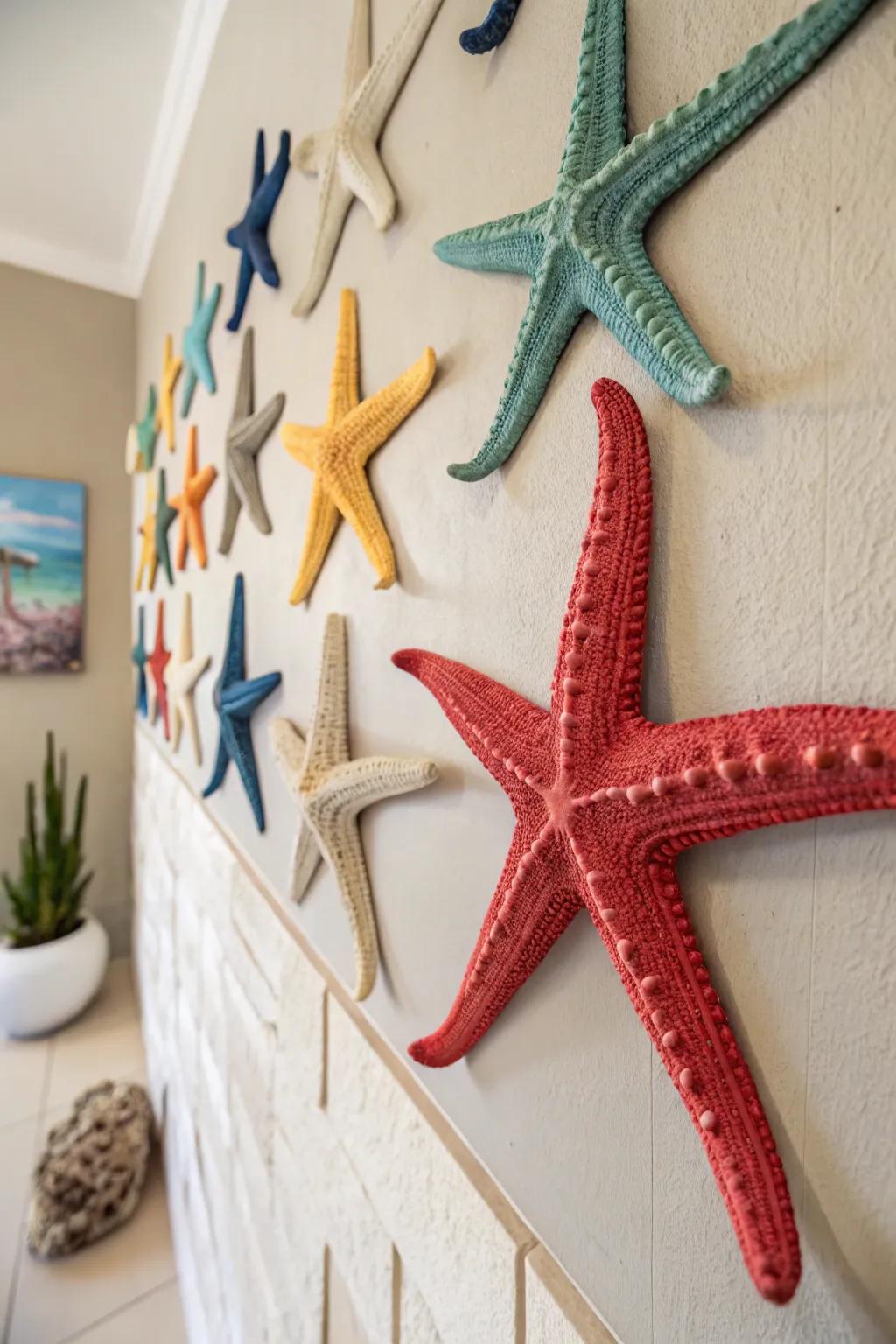 Add a playful ocean touch to your walls with starfish art.