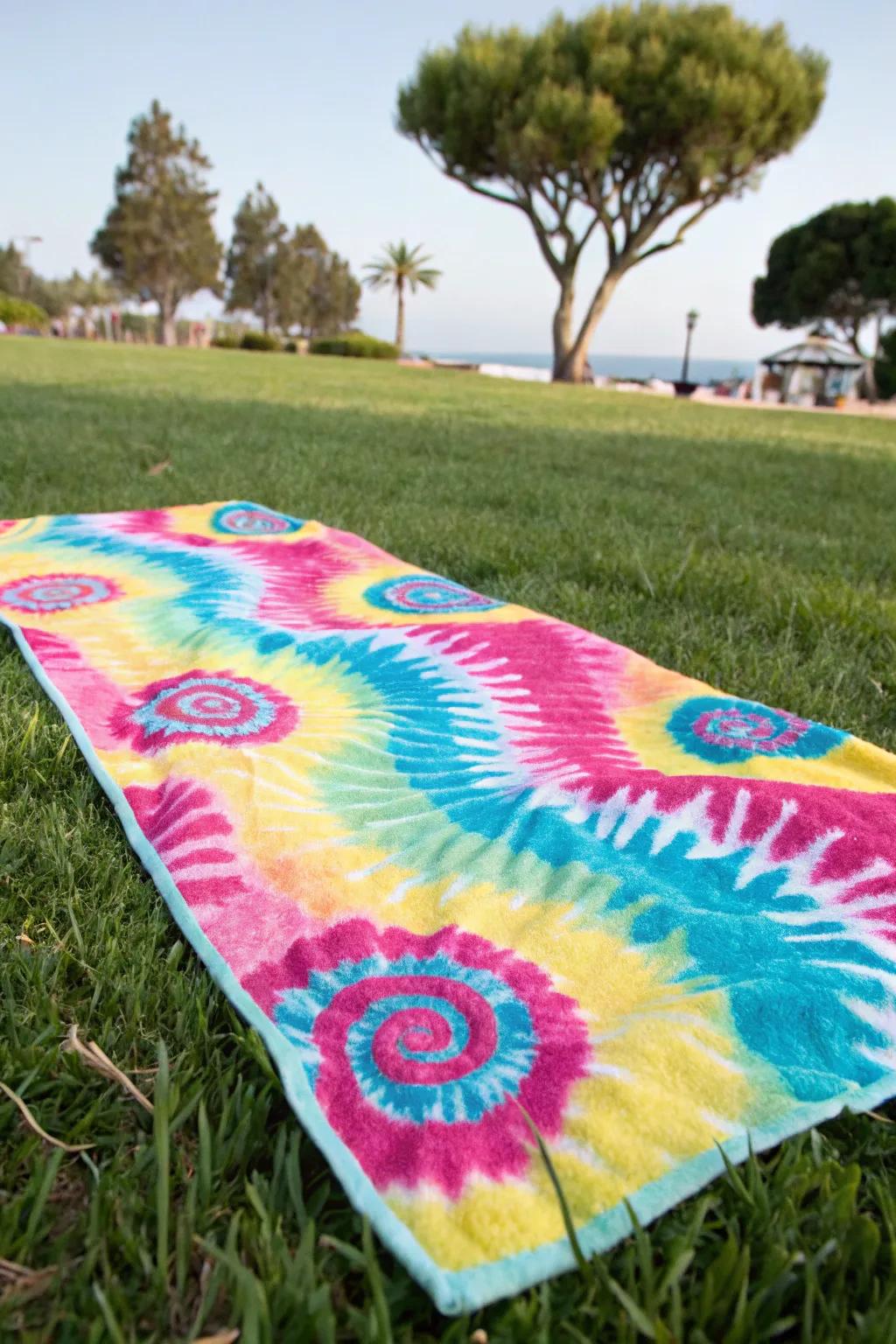 Design vibrant tie-dye towels for a pop of color.