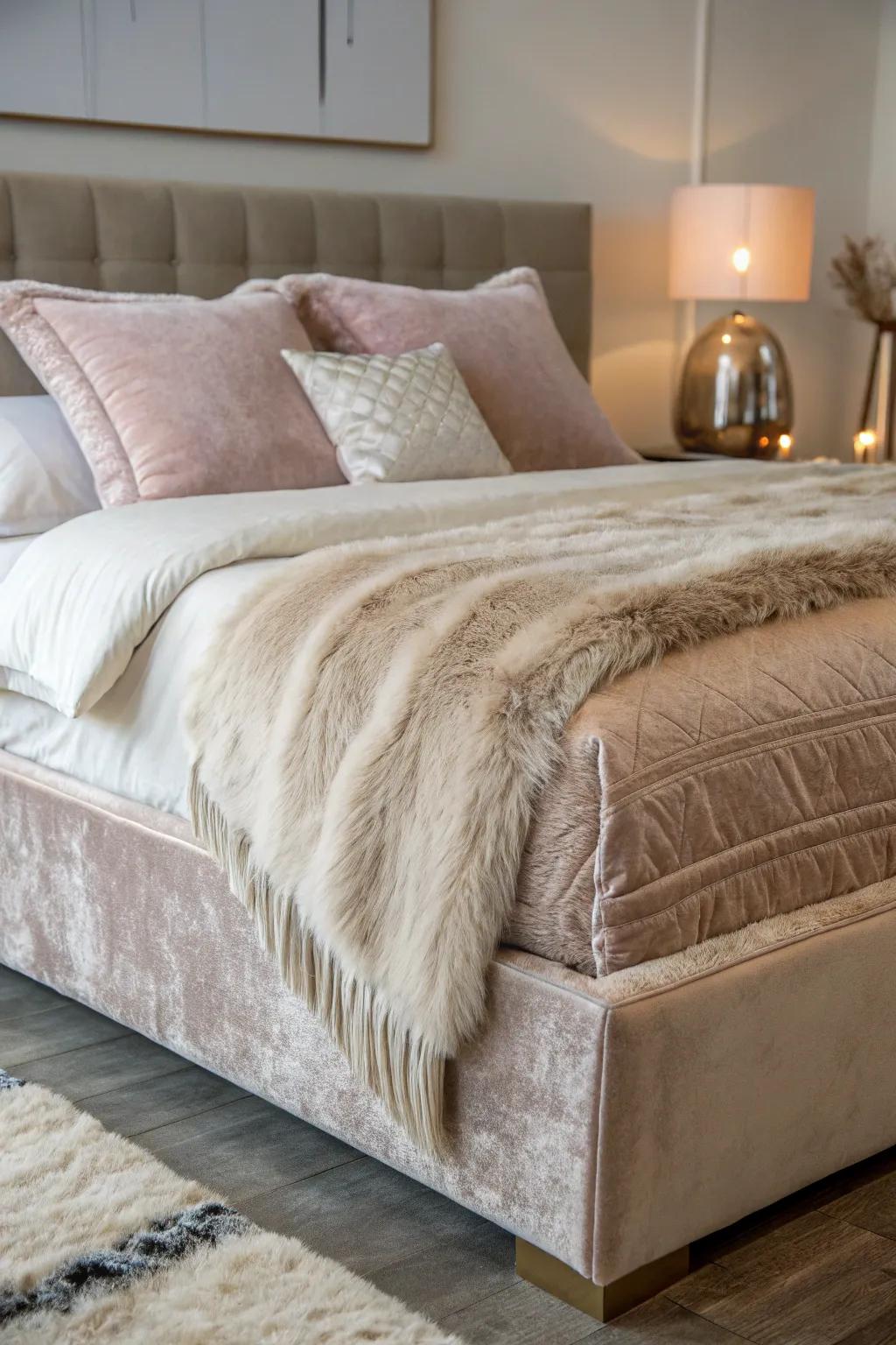 Soft textures amplify the snugness of your bedding setup.