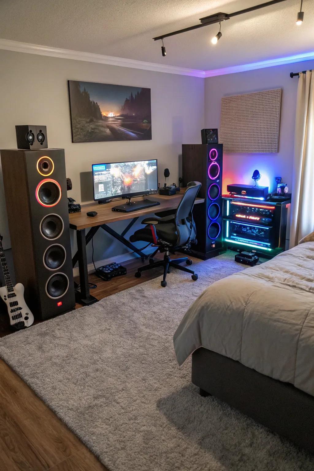 An acoustic setup delivering an immersive audio journey.