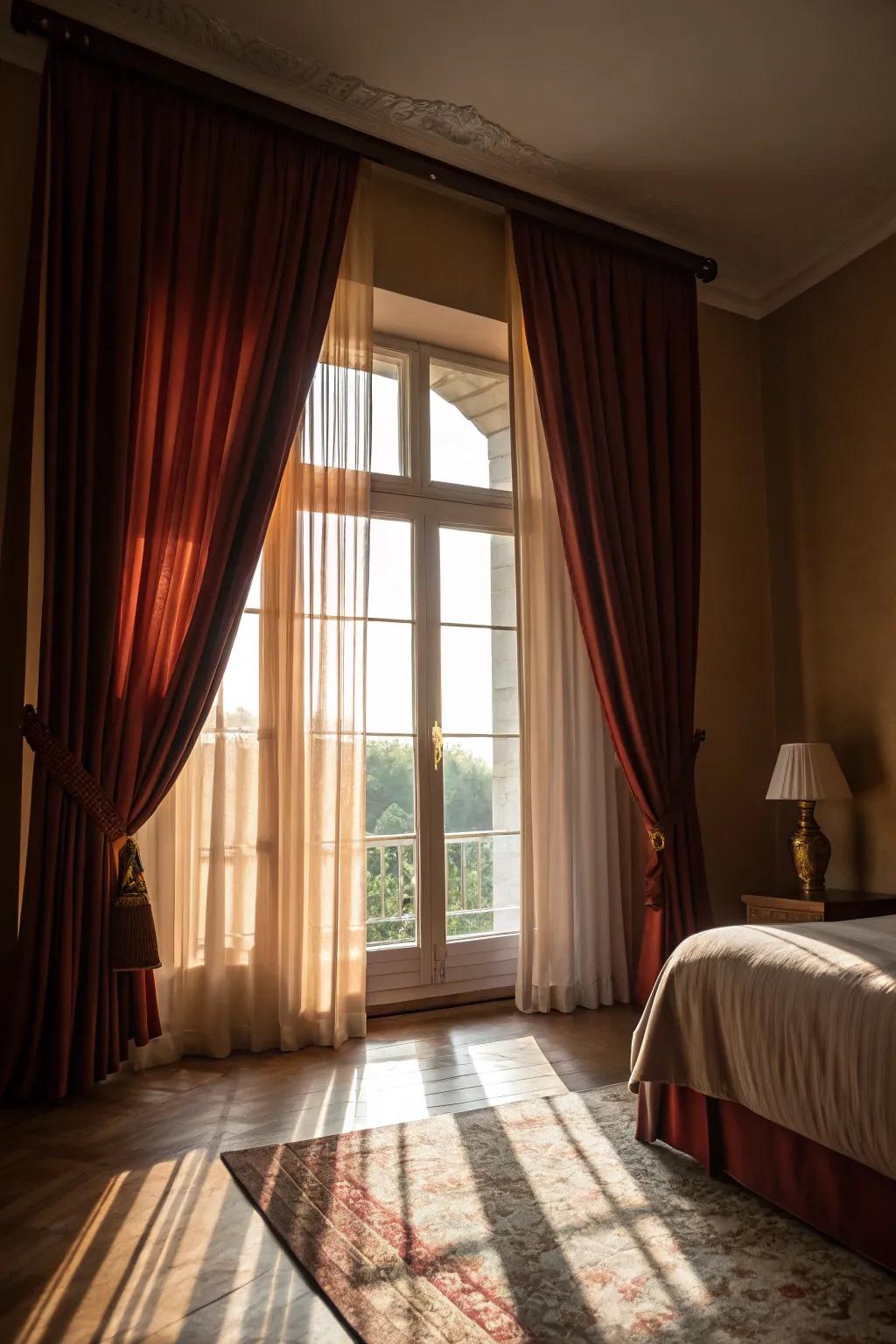 Tall-drop window dressings introduce drama and elegance to your bedroom.