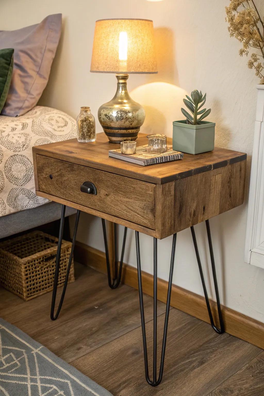 Timber and metal elements merge for a refined appearance.