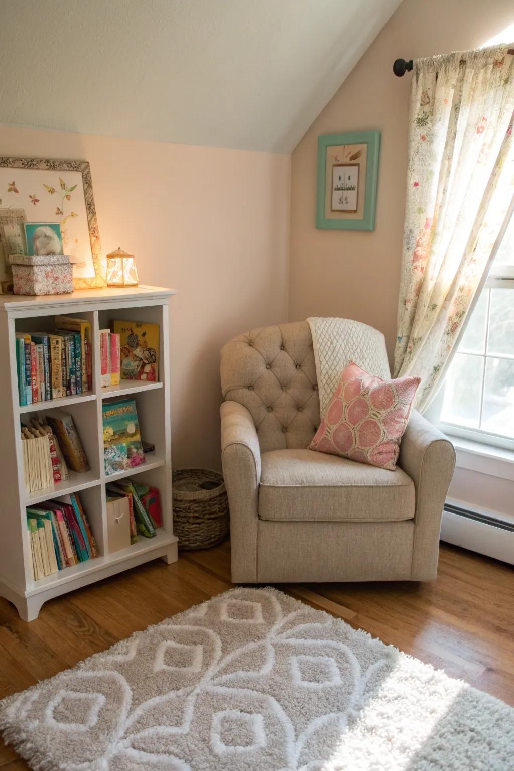 A reading spot that’s ideal for peaceful moments and storytelling.