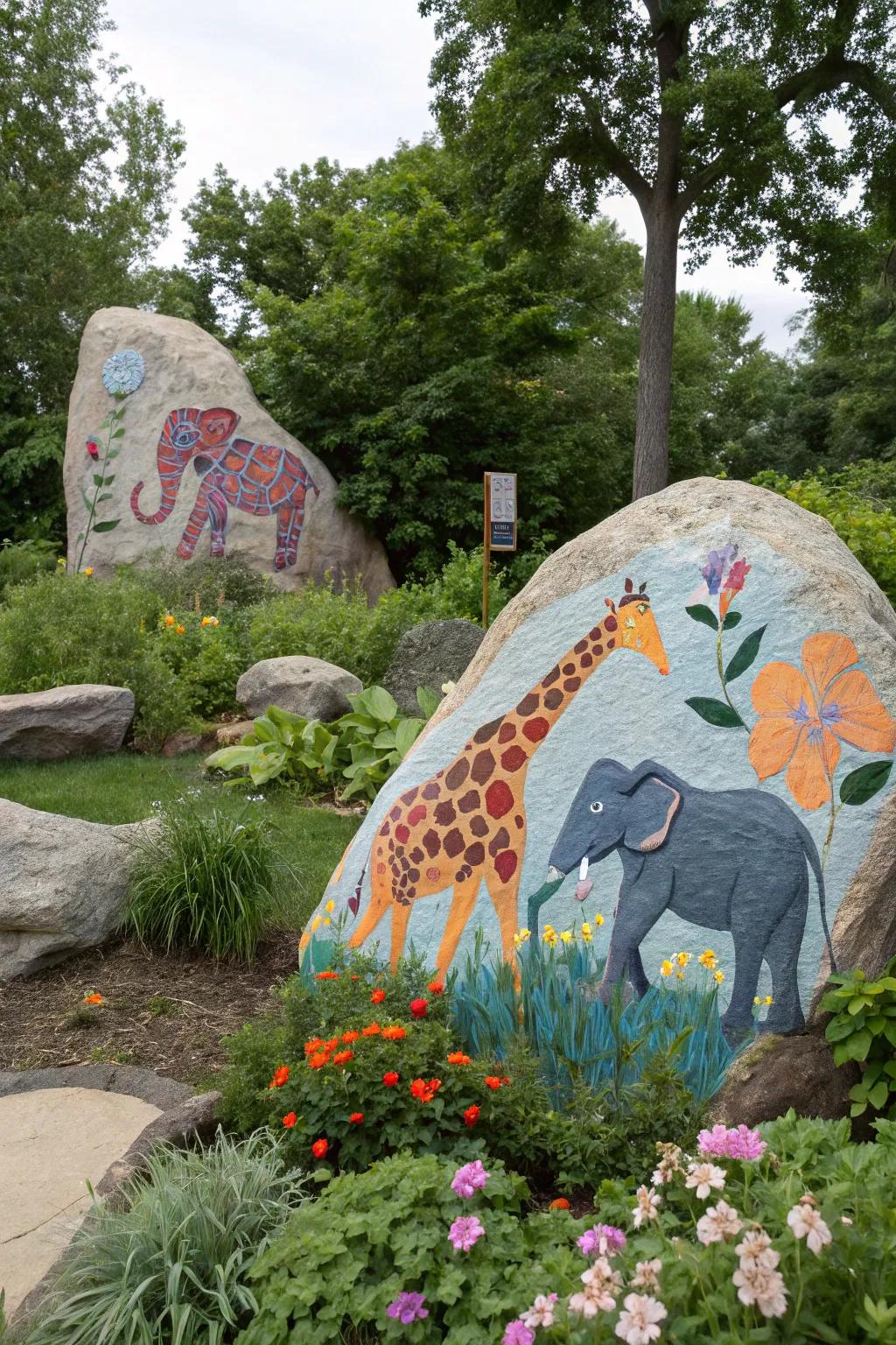 Set off on a safari adventure through animal-inspired stone art.