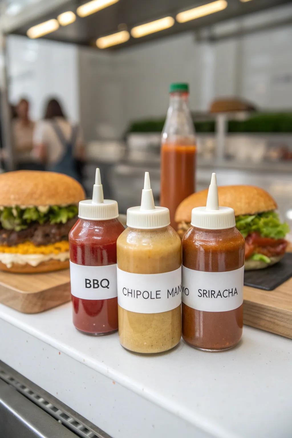 An array of sauces crafted to suit every palate.