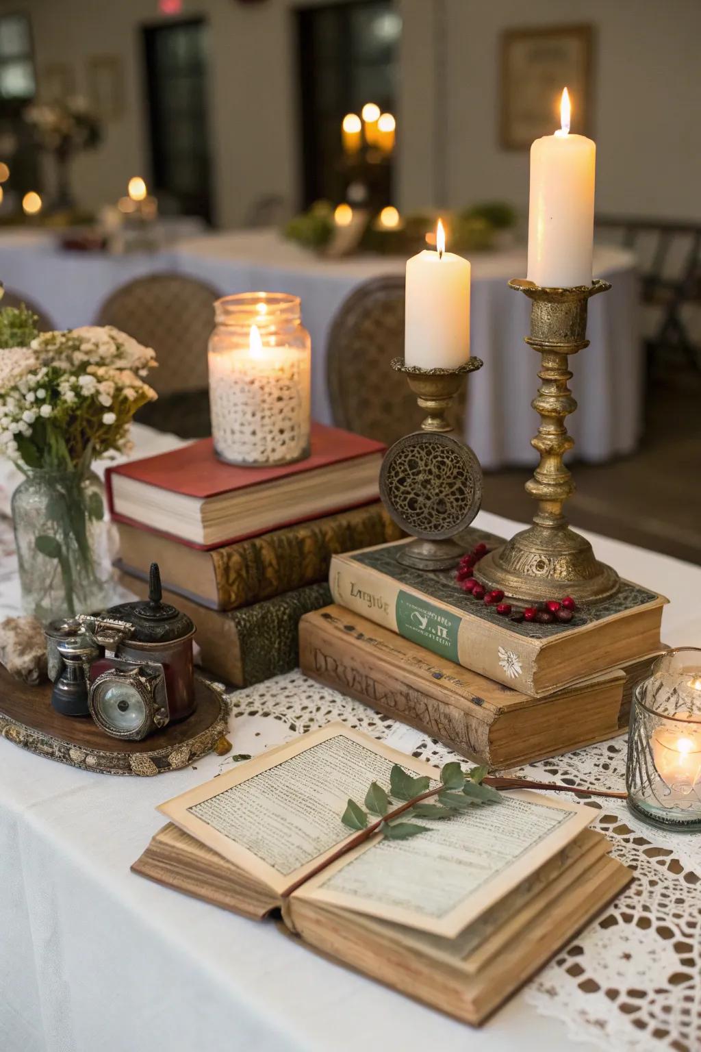 Eclectic centerpieces adding a personal touch