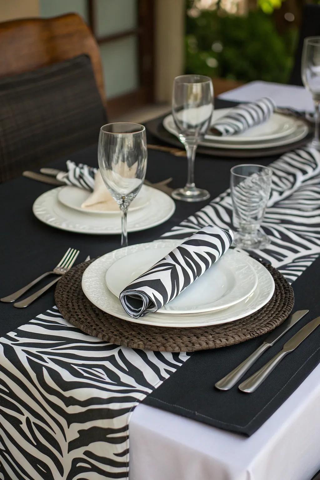 Animal print accents add an exciting touch to the classic design.
