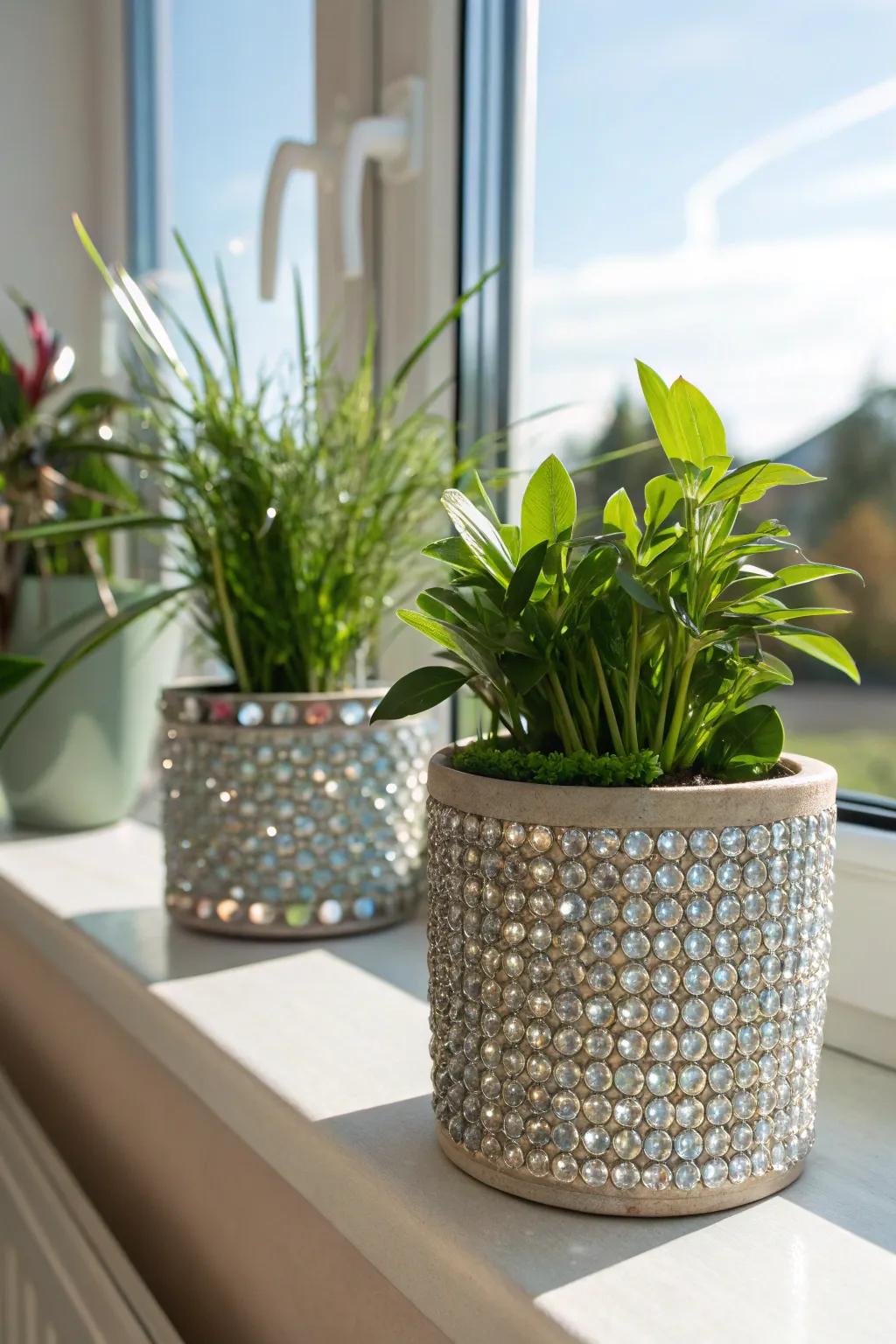 Containers that shine with shimmer accents.