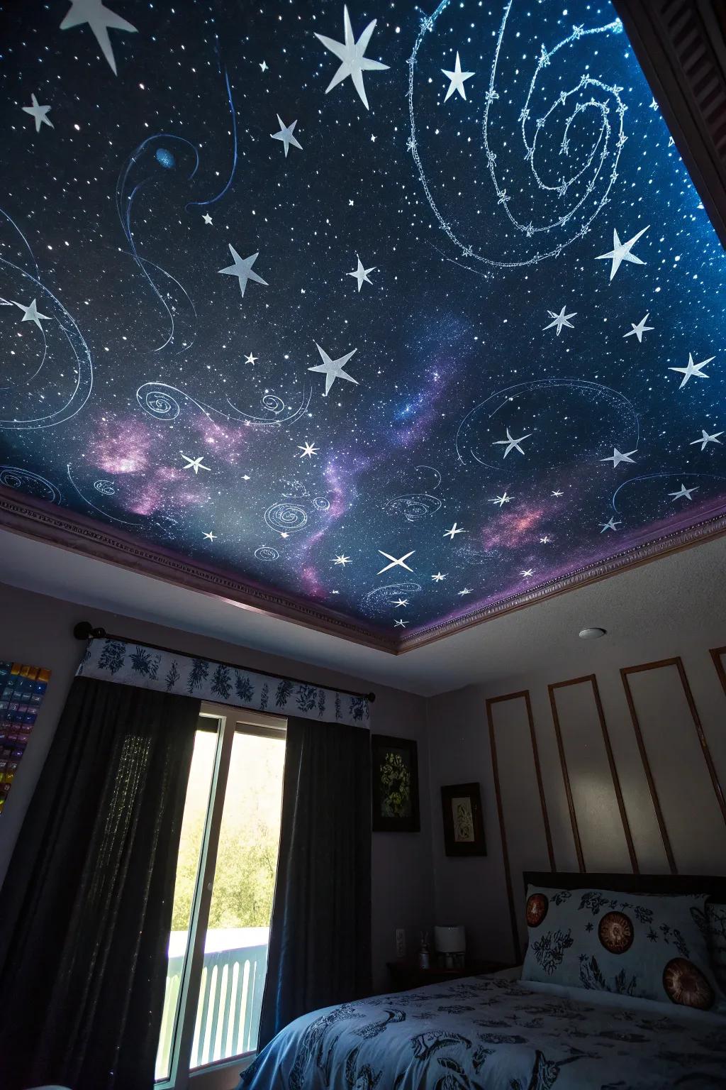 A heavenly night ceiling incorporates a hint of magic and wonder to any space.