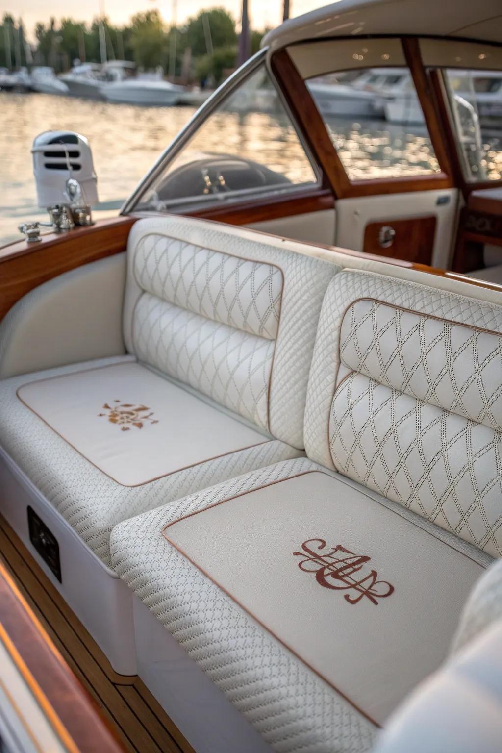 Customize your boat’s interior with tailored stitching and distinct details.