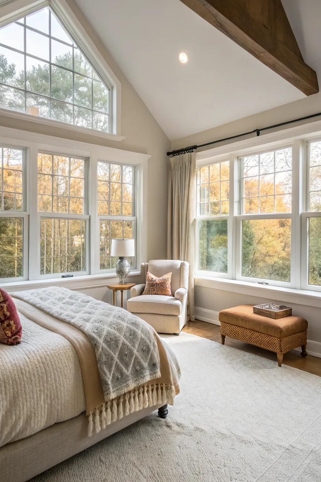 Natural light can create a bright and inviting retreat.