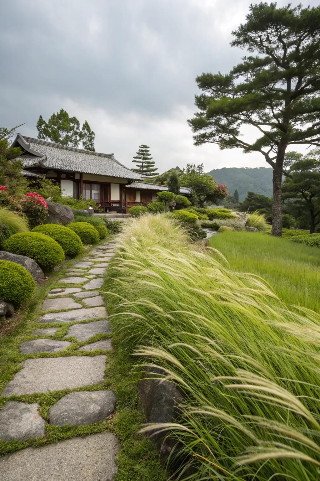 Wavelet Grass adds movement and life to the garden.
