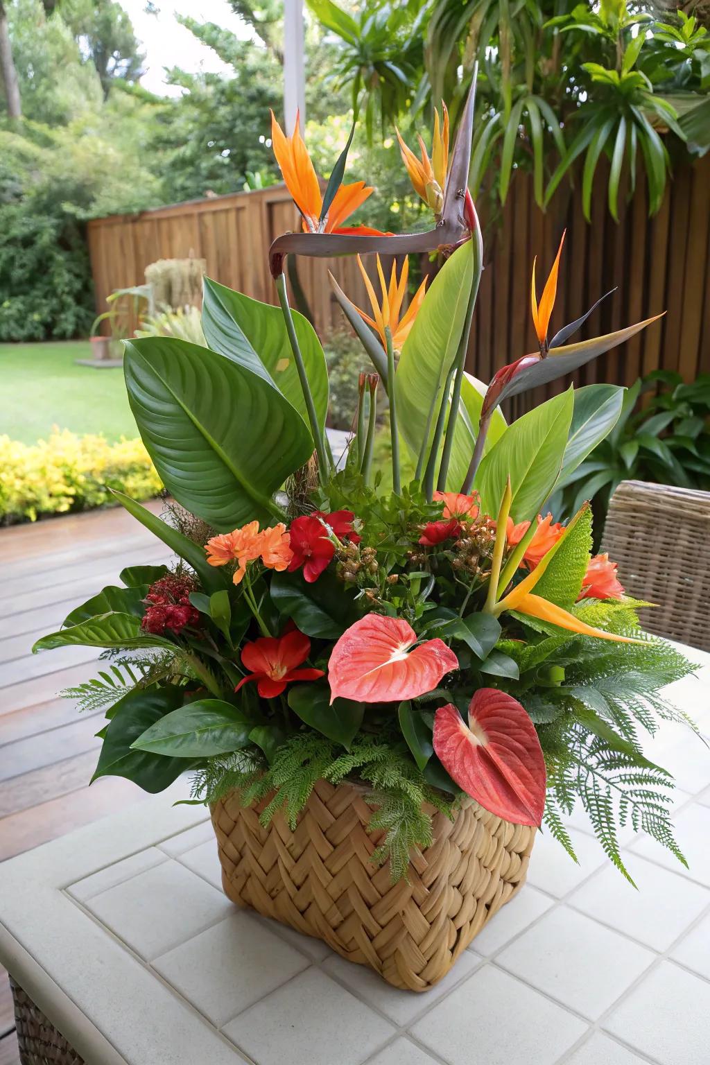 Tropical bouquets deliver an explosion of color and vitality.
