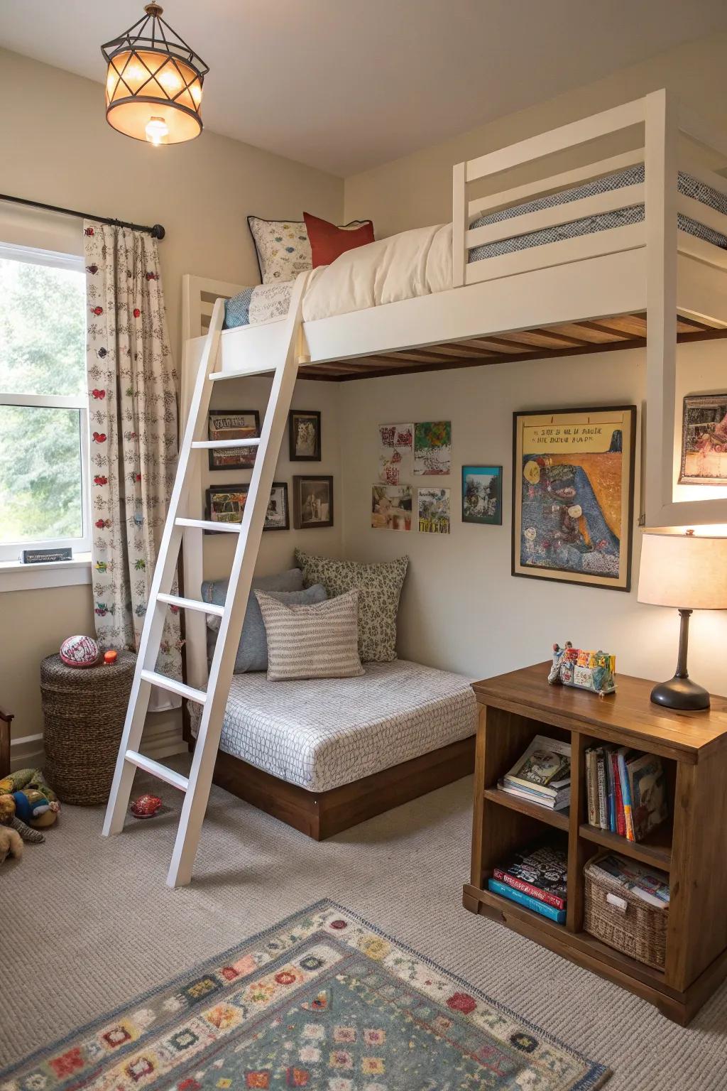 Bunk and loft beds use room better and are fun additions.