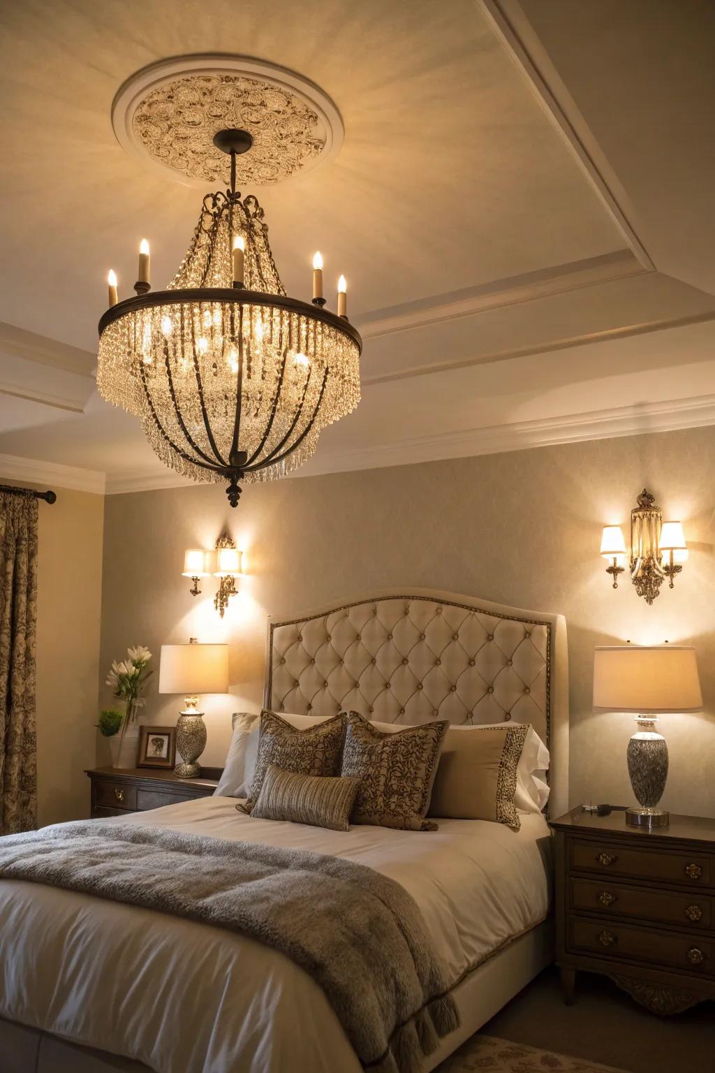 Varied illumination enhances the warmth and depth of your bedroom.