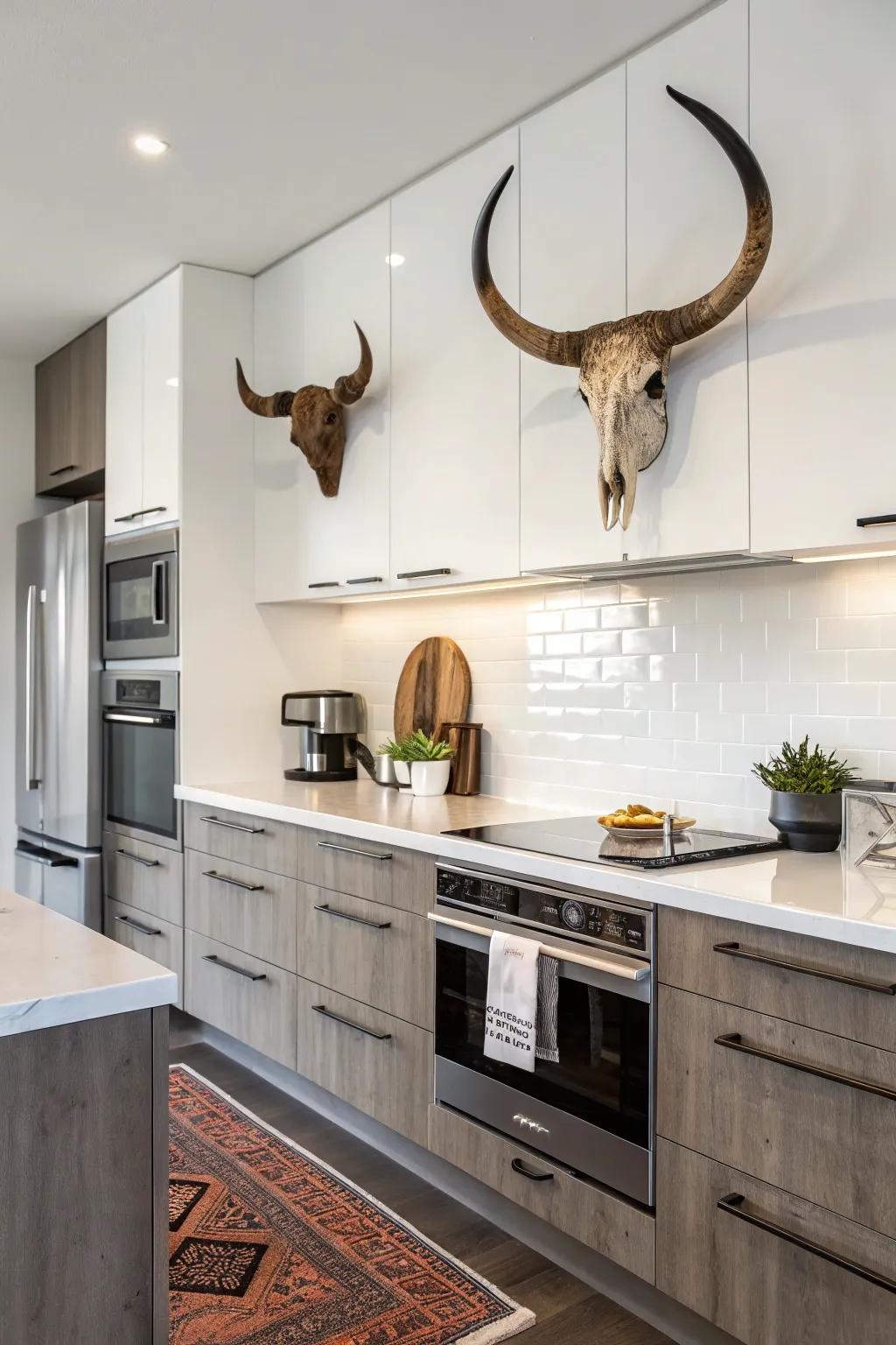 A country-style element in the cooking area.