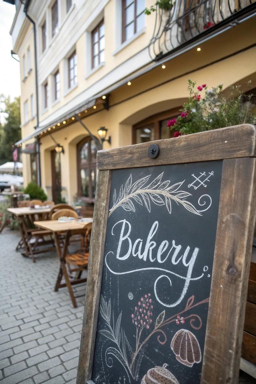Chalkboard signs offer a playful and customizable touch.