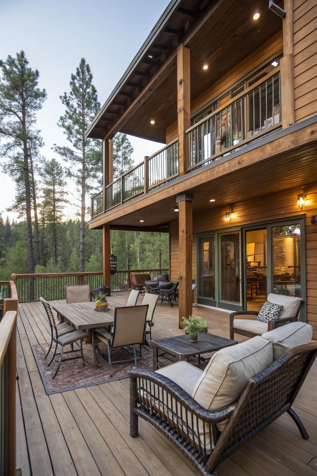 A multi-level deck for diverse outdoor experiences.