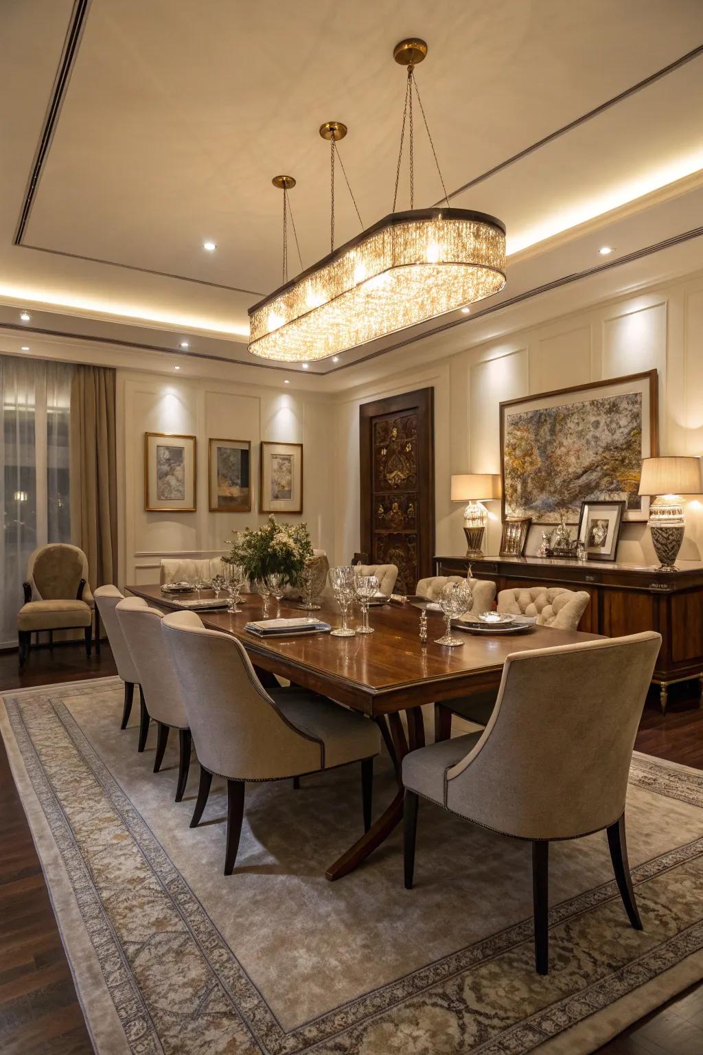 Establish the ambiance for your dinner evenings using dimmable cable lighting.